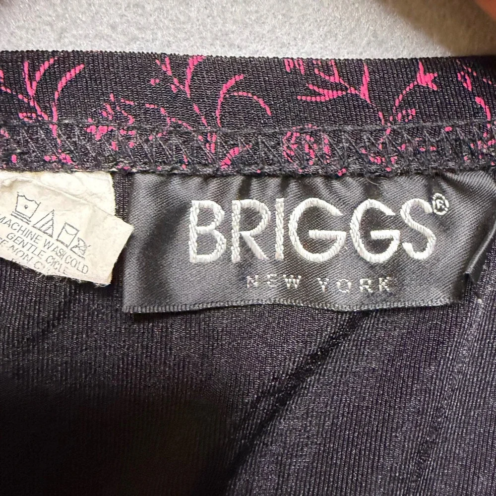 Briggs New York Skirt Womens L Black Pink Floral Y2K Midi Stretchy Made in USA
